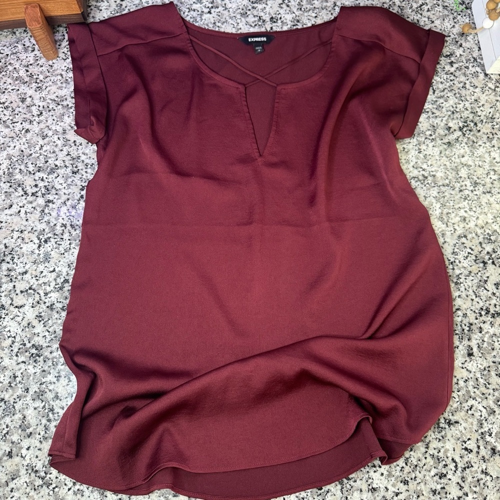 Express Women's Burgundy Top Size Small
